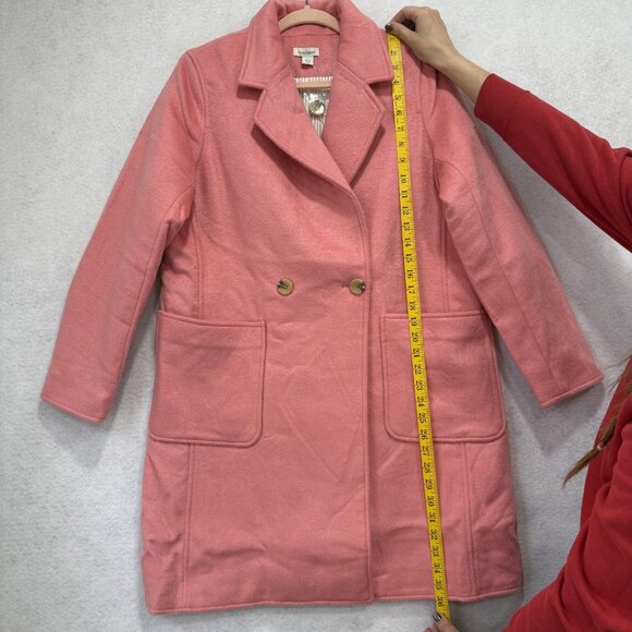 Sundance Coat Womens Large Pink Wool Blend Lined Notch Lapel Button Pockets - Picture 3 of 9